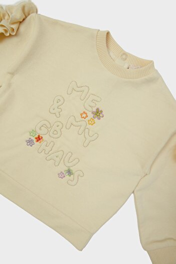 GB Baby Bg Store Kız Bebek Bej Sweatshirt 23pfwbg2403