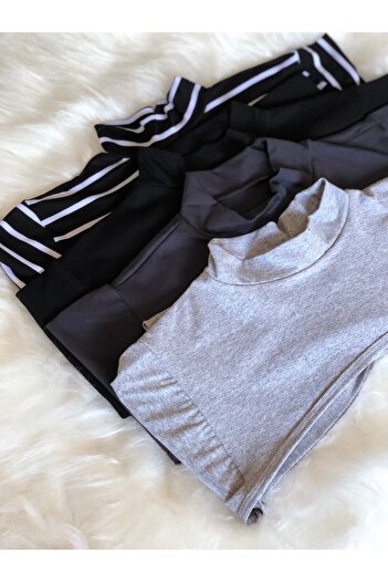 mirach Striped Black Gray Smoked - Set of 4 Grey Tint Neck Collar Sleeves