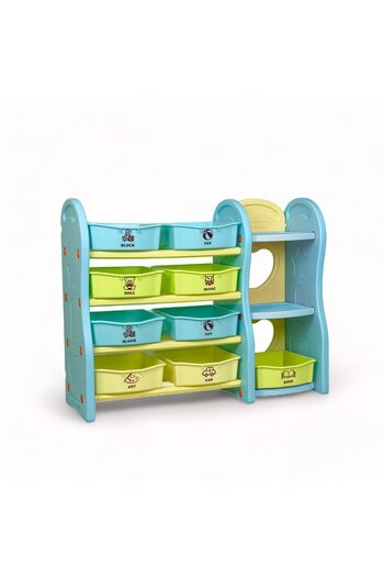 Home Canvas LARGE Children Deluxe Multi-Bin Toy Organizer with Storage Bins, Toys Storage Box for Girls & Boys