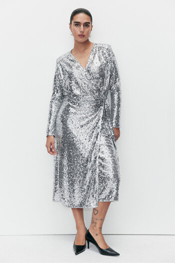 H&M Pullu Anvelop Elbise