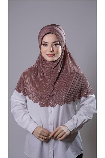 HÜRREM BONE Eșarfă Hijab împletită, practică, de nurcă, țesătură Fukuro, plisată, cu model de flori, tăiere cu laser 1829_10
