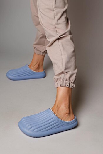 Beyond Baby Blue Women's Winter House Slippers - Soft Wool, Waterproof, 3cm Byndhfay01