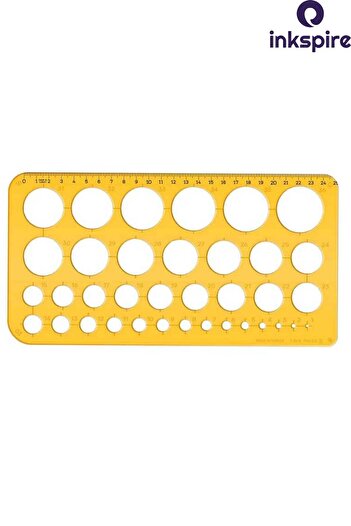 inkspire Large Technical Drawing Ruler with 25 cm Circles - 1-36 mm Circle Template Perforated Ruler