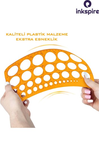 inkspire Large Technical Drawing Ruler with 25 cm Circles - 1-36 mm Circle Template Perforated Ruler