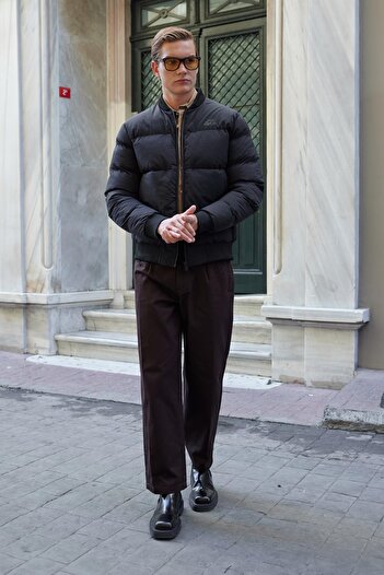 Danger Ανδρικό Bomber Puffer Jacket Μαύρο