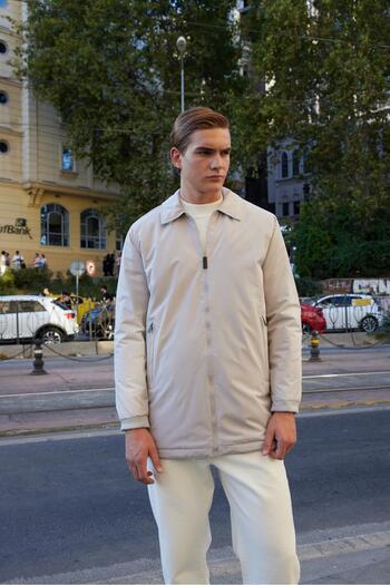 Danger Men's Plain Waterproof Long Coat Jacket Stone