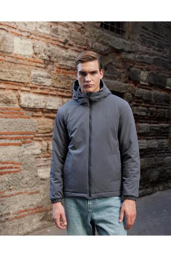 Danger Men's Basic Waterproof Hooded Coat Anthracite
