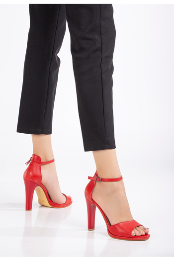 LİLLA Women's Black High Heeled Red Evening Shoes