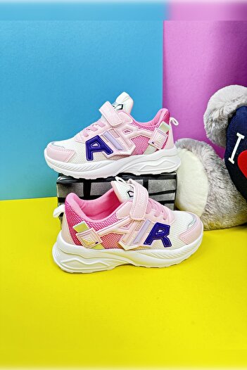 Nstil Pink Unisex Kids Sneakers - Rubber Laces, Velcro and Breathable 080