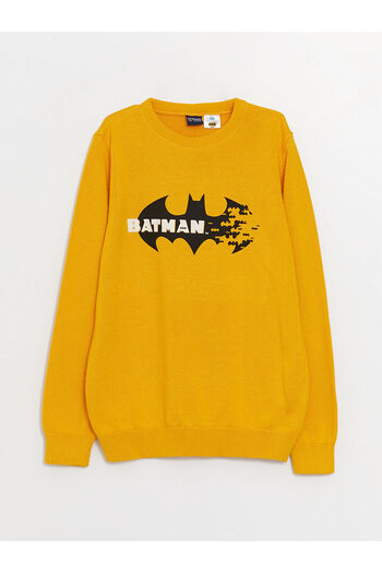 LC Waikiki Lcwk Langarm-Strickpullover für Jungen mit Rundhalsausschnitt und Batman-Muster
