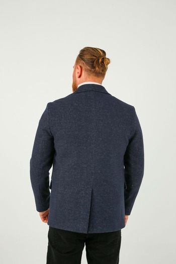 Brango Men's Crossed Collar Spoon Coat Coat Navy Blue