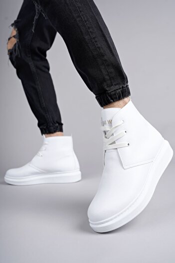 Zerenyus Ανδρικά αθλητικά μποτάκια OSLO Lace-Up Skin Λευκά