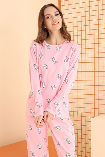 NBB Pembe Neşeli Tavşan Pijama Takım
