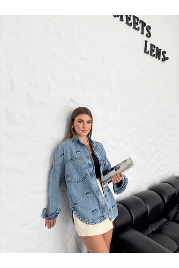 SOLİS MODA Jachetă de blugi cu detaliu de broderie