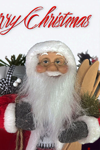 Sole Yılbaşı Süsü Noel Baba Biblo Figür Büyük Boy 45cm -hediye Çuvalı Ve Aksesuarları Ile