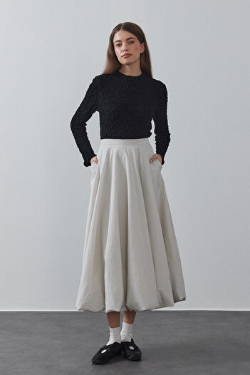 Tailors Room Stone Color Cotton Balloon Skirt