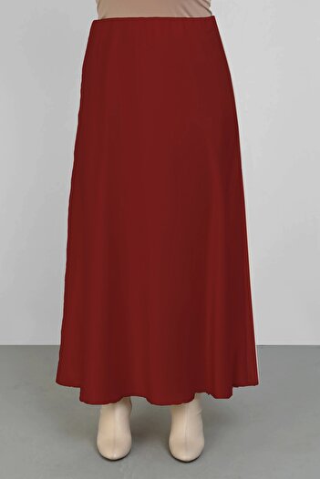 Lady Majestic Plus Size Elastic Waist Hidden Zipper Lycra Satin Flared Long Skirt