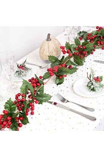 Yenigeldi 1 τεμ Kokina Red Berry Χριστουγεννιάτικο στεφάνι, Σπίτι Τζάκι Πάρτι Χειμερινό Χριστουγεννιάτικο Χριστουγεννιάτικο Στολίδι
