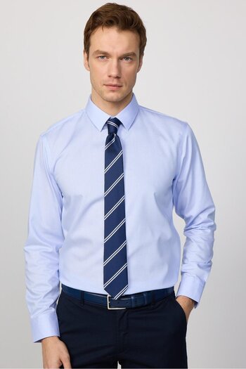 Tudors Blue Slim Fit Ekoteks - 100% bumbac, cămașă certificată fără călcat