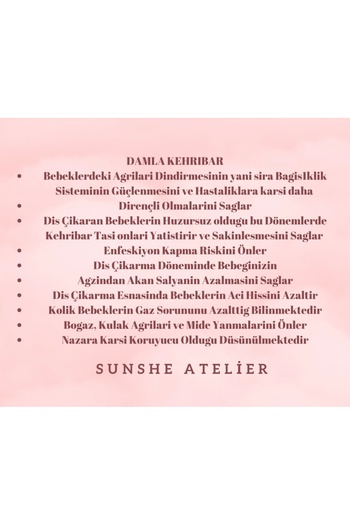 Sunshe Atelier Damla Kehribar Düğümlü Bebek Kolyesi Sertifikalı (DİŞ-GENEL SAĞLIK) (4,5-5,5 GRAM)