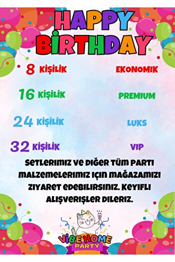 VibeHome 16 Kişilik Deniz Kızı Temalı Eko Set - Doğum Günü Parti ve Eğlenceli Etkinlikler