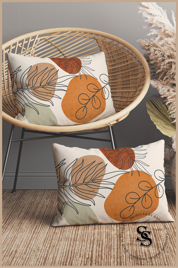 SasoHome Imaginary Surreal Flowers Leaves Patterned 2-Piece Rectangular Throw Pillow Cover