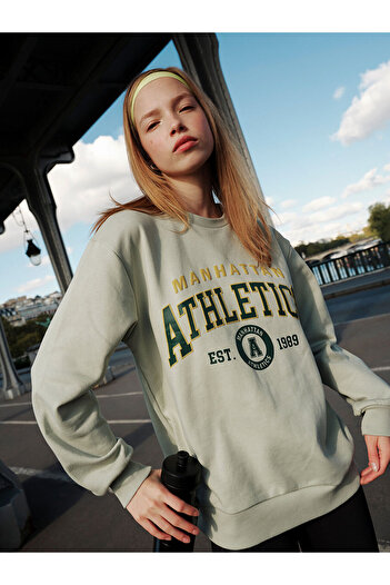 LC Waikiki Γυναικείο χοντρό φούτερ με στάμπα Lcwk Crew Neck