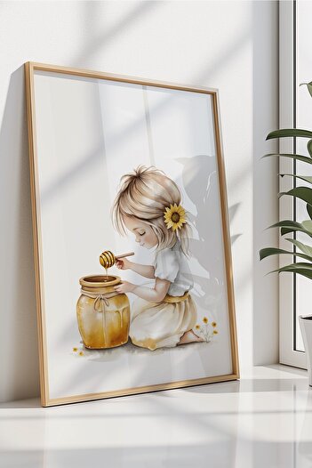 Home Bal Kız, Çalışkan arılar 3'lü Çocuk ve bebek Odası, Çerçevesiz Poster Seti 3 adet