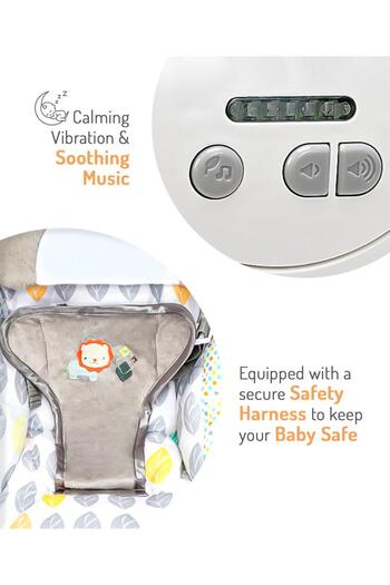 Fab N Funky Portable Baby Swing - Grey 0M+, Foldable with Adjustable Speeds & Recline Positions