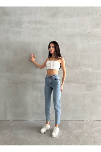 Butik Pantaloni Mom Jeans din Lycra