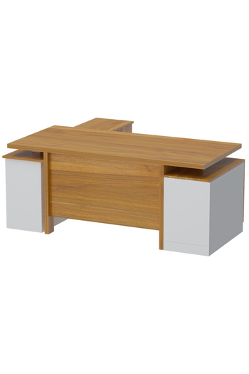 Mahmayi Samtida 193 Modern Executive Workstation Desk Ideal for Home and Office - Light Walnut