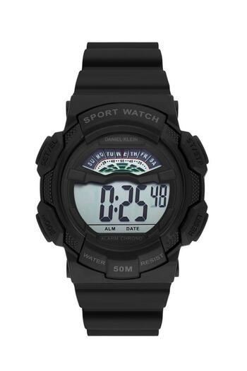 Daniel Klein Dk.2153-3 Men's Black Silicone Band Digital Wrist Watch