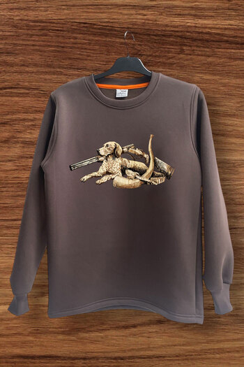 WİDİ Κυνήγι Hunting Wildlife Hunting Dog Setter Retriever Φούτερ με στάμπα με λαιμόκοψη