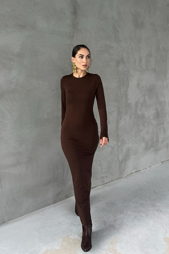 Seda Yalçın Atelier Brown Lyon Long Sleeve Dress