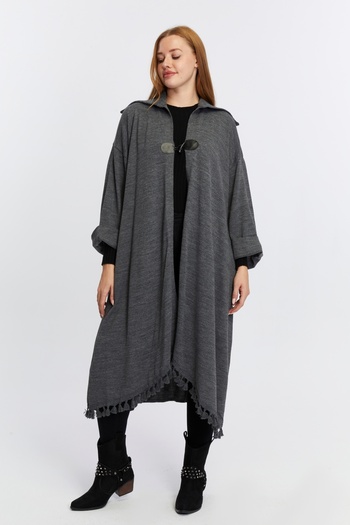 CNR TEKSTİL Knit Detail Back and Skirt Product - Tassel Kimono