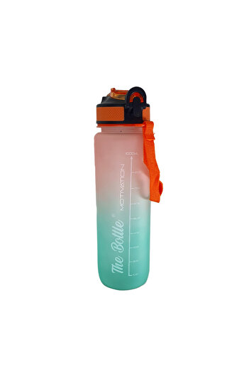 Hediye Kesesi Mica Motivational Water Bottle with Straw, Double Color, 1 Lt HK2735