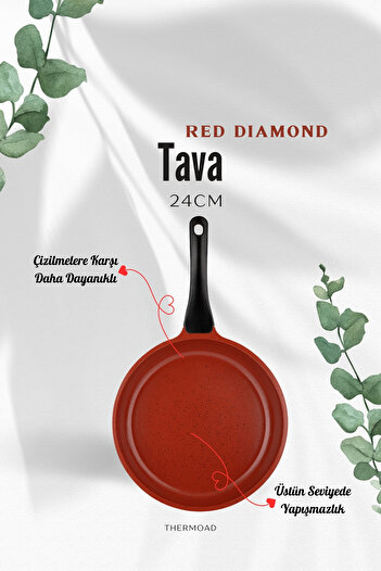ThermoAD | Tava Seti | 3 Parça | 20cm-24cm-28cm | Red Diamond