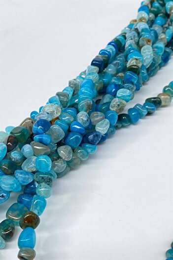 Hobigram Blue Colorful Pebble Cut Natural Stone 1 Strand – Beads, Stylish Design, Women's Accessory – Beads –