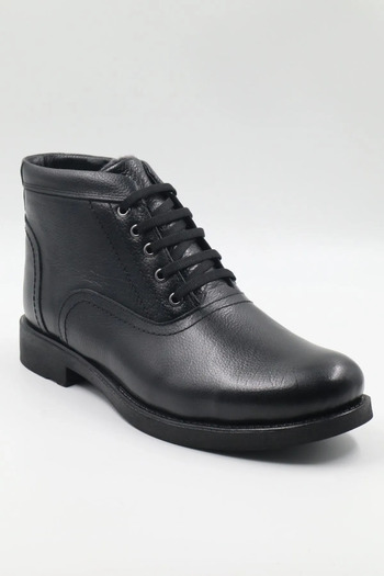 Budaks Men's Genuine Leather Water Cold Resistant Fur Anti-Slip Sole Lace up Zippered Black Daily Boots 1984