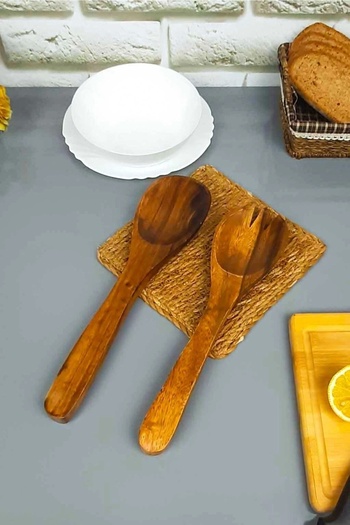 AVANTAGE HOME Emilia - Acacia 2-Piece Fork and Spoon Serving Set