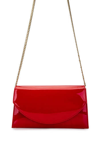 Tamer Tanca Women's Vegan Red Patent Leather Shoulder Bag