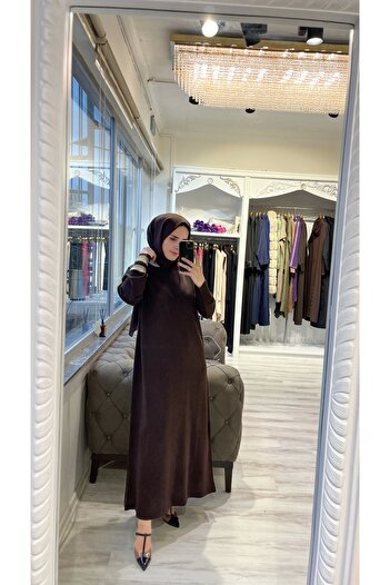 Invee Invee 6953 Coffee Wool Blend Knitwear Dress