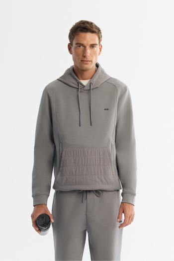 Avva Men's Gray Hooded Printed Elastane Regular Fit Sweatshirt A42Y1262