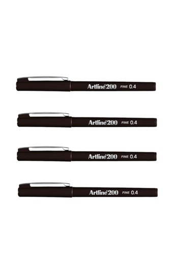 artline ARTLINE 200N - Fine Writing Pen, Dark Brown, 4 Pieces