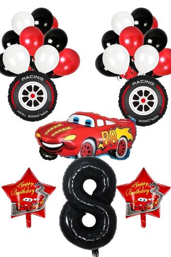 Patladı Gitti 8 Years Old Cars Themed Birthday Party Celebration Balloon Set