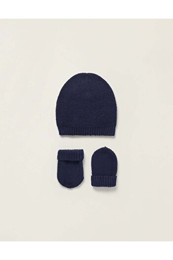 Ziddy SET BEANIE MITTENS DRESS BLUE