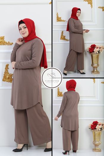 tarzımsüper New Season Trousers Tunic Double Set Lycra Cotton Fabric Flexible Comfort Model Stylish Hijab Set