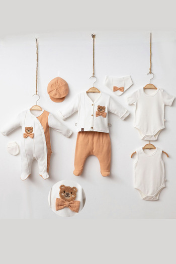 Cherub Baby Süzene Teddy Bear Newborn Baby Boy 8 Piece Overalls Hospital Discharge Bodysuit Set