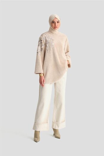 Armine Nakış Detaylı Peluş Tunik 24k4304 Aytaşı