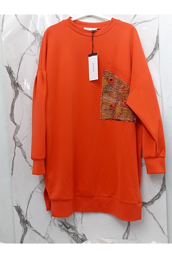 Puane Women's Scuba Fabric Colorful Pocket Detailed Tunic
